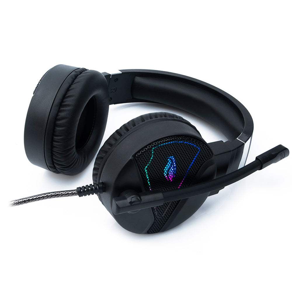 Headset Gamer USB Hatchet PH-G730BK C3Tech, Over-Ear, Microfone Integrado, Iluminação RGB, Áudio Virtual 7.1 - Preto