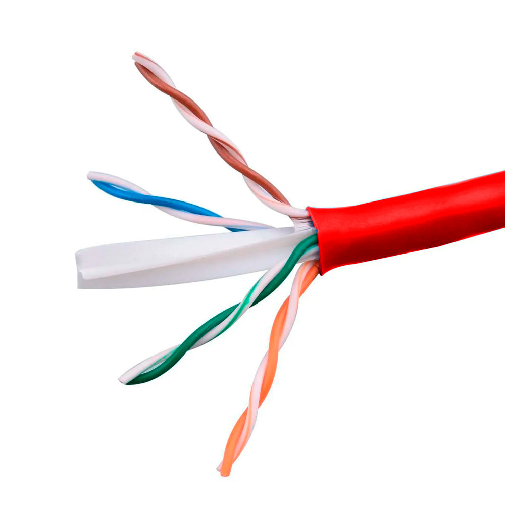 Caixa de Cabo de Rede LAN 4PX24AWG CAT6 UTP -100% Cobre Wec 305 Metros, CM INT - Vermelho