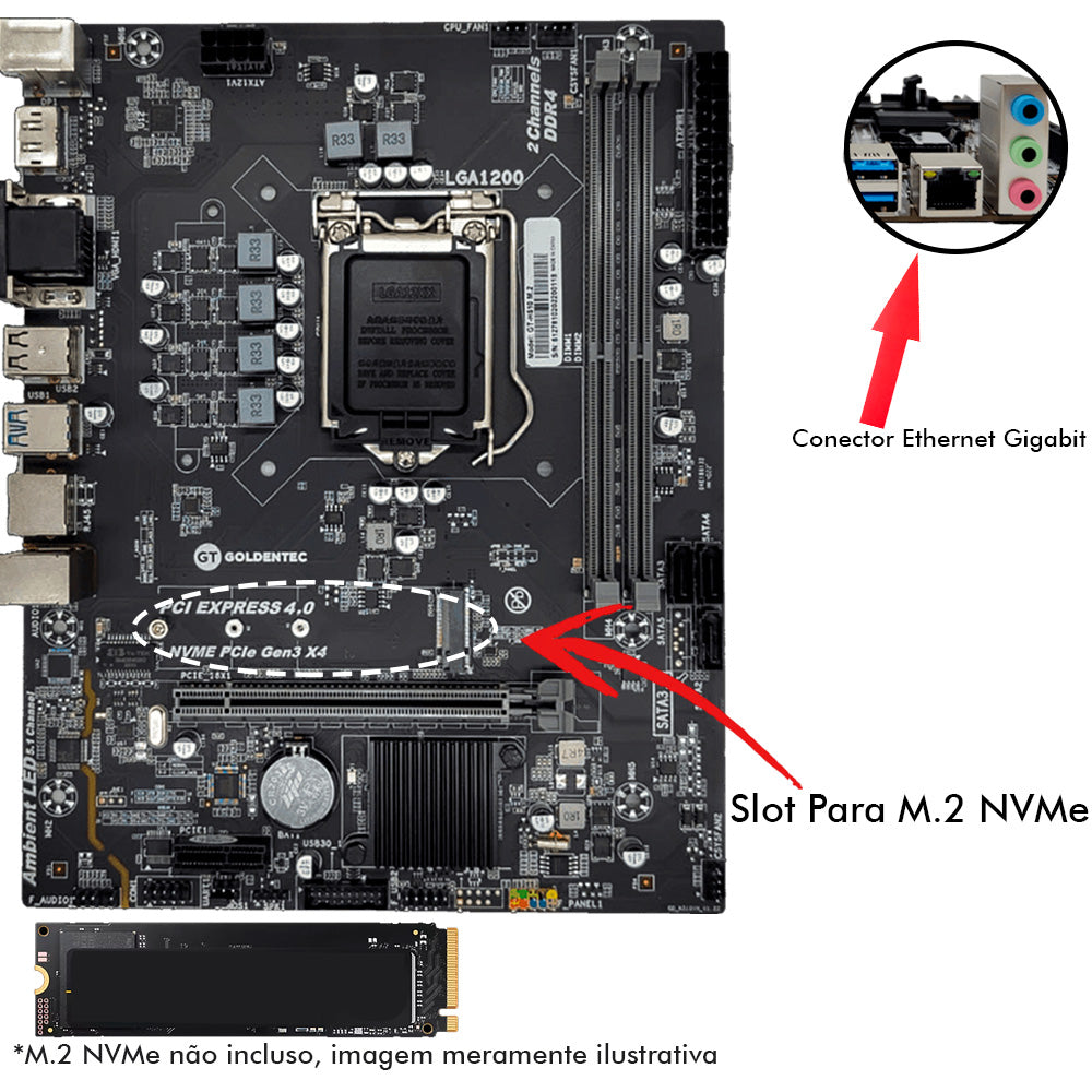 Computador Core I3-10100 3,6Ghz, Memoria DDR4 16GB, 2400MHz, SSD 480GB - Windows 10