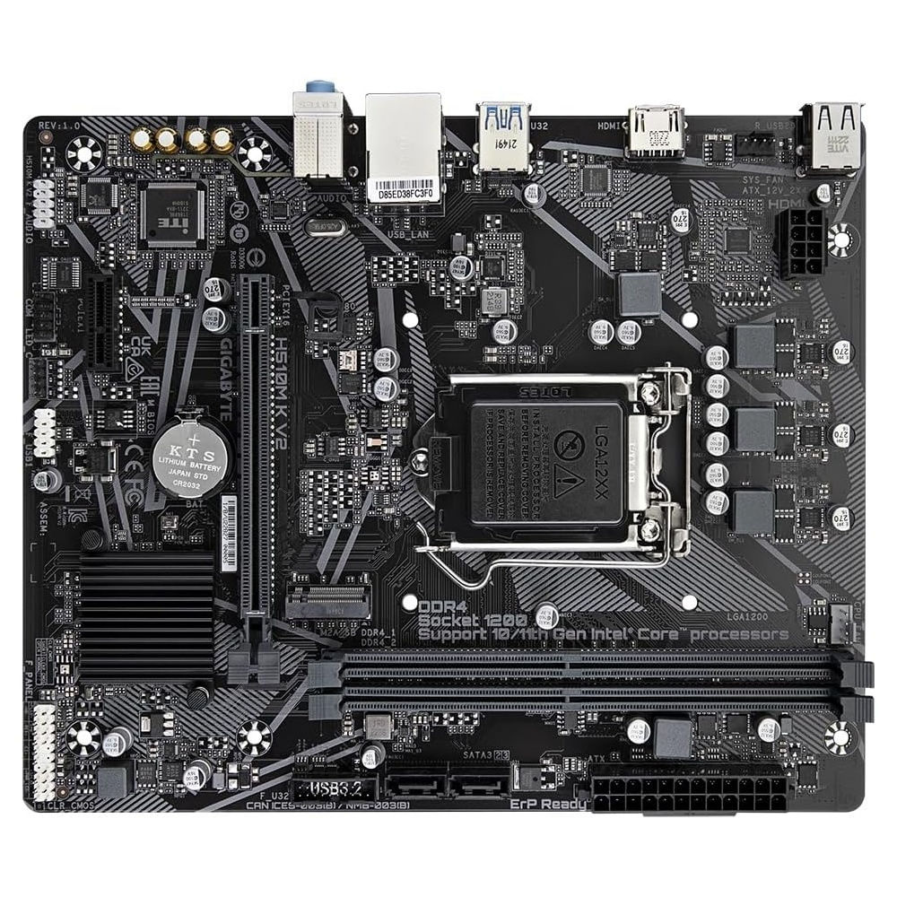 Placa Mãe Gigabyte H510M K V2 LGA 1200, DDR4 até 64GB, M.2 NVMe, HDMI, USB 3.2, LAN Gigabit, mATX, 10ª/11ª Geração