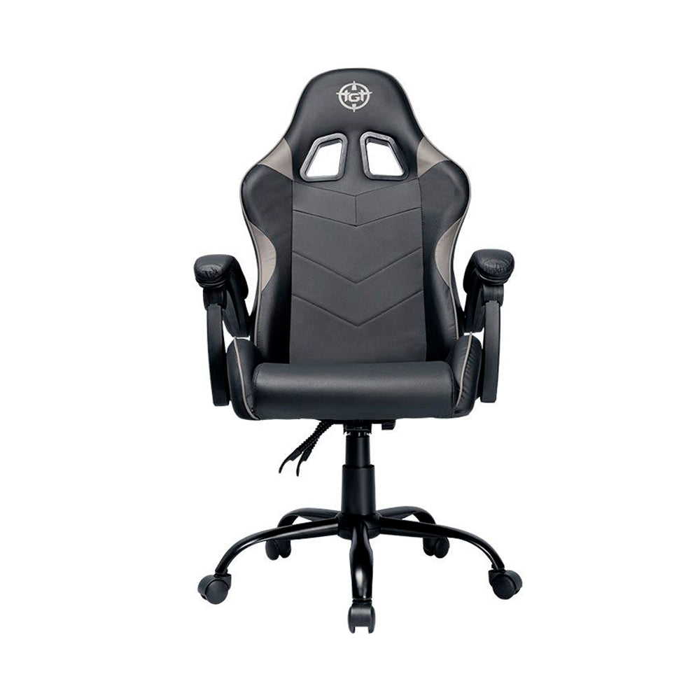 Cadeira Gamer TGT Heron TC2, Encosto Reclinável 90-135º, Suporta 120kg, Espuma de Alta Densidade, Couro PVC, Preto/Cinza