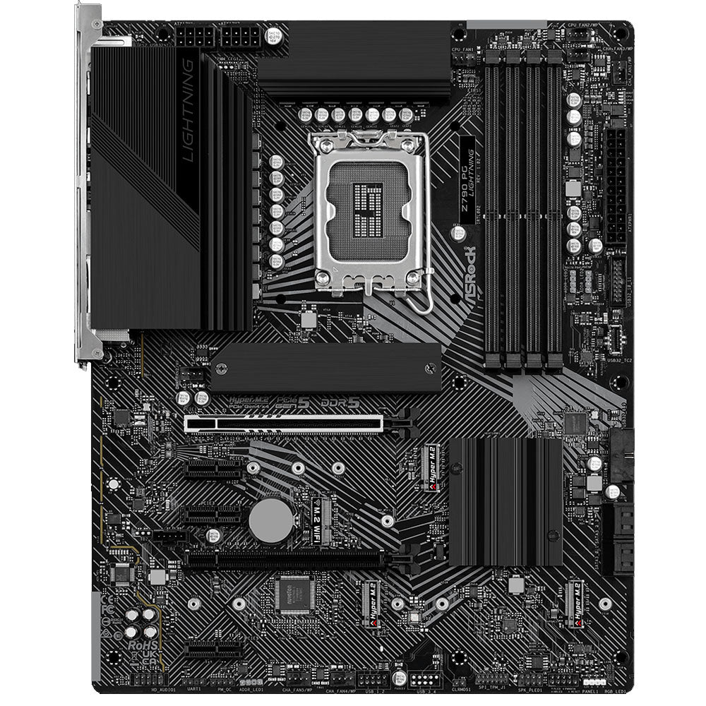Placa Mãe Asrock Z790 PG Lightning, Intel LGA 1700, ATX, 4 Slots DDR5, Placa de Rede Gigabit, HDMI e DisplayPort M.2, US
