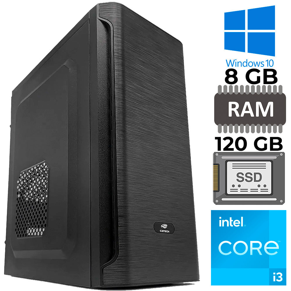Computador Core i3-2120, 4GB, SSD 120GB, GT-H61 Slot M2, Rede Gigabit, Monitor de 20'', Teclado e Mouse, Windows
