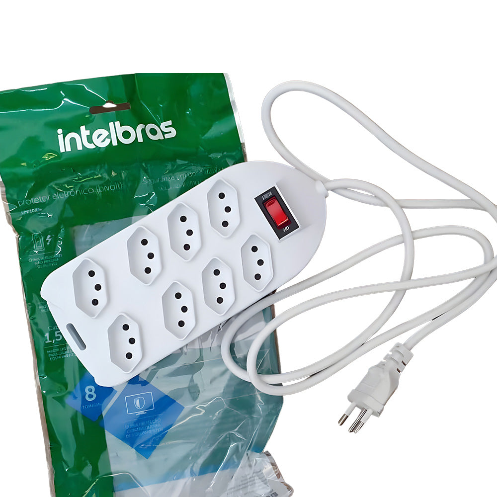 Filtro De Linha 8 Tomadas Protetor EPE 1008+ Intelbras 1,5m - Branco