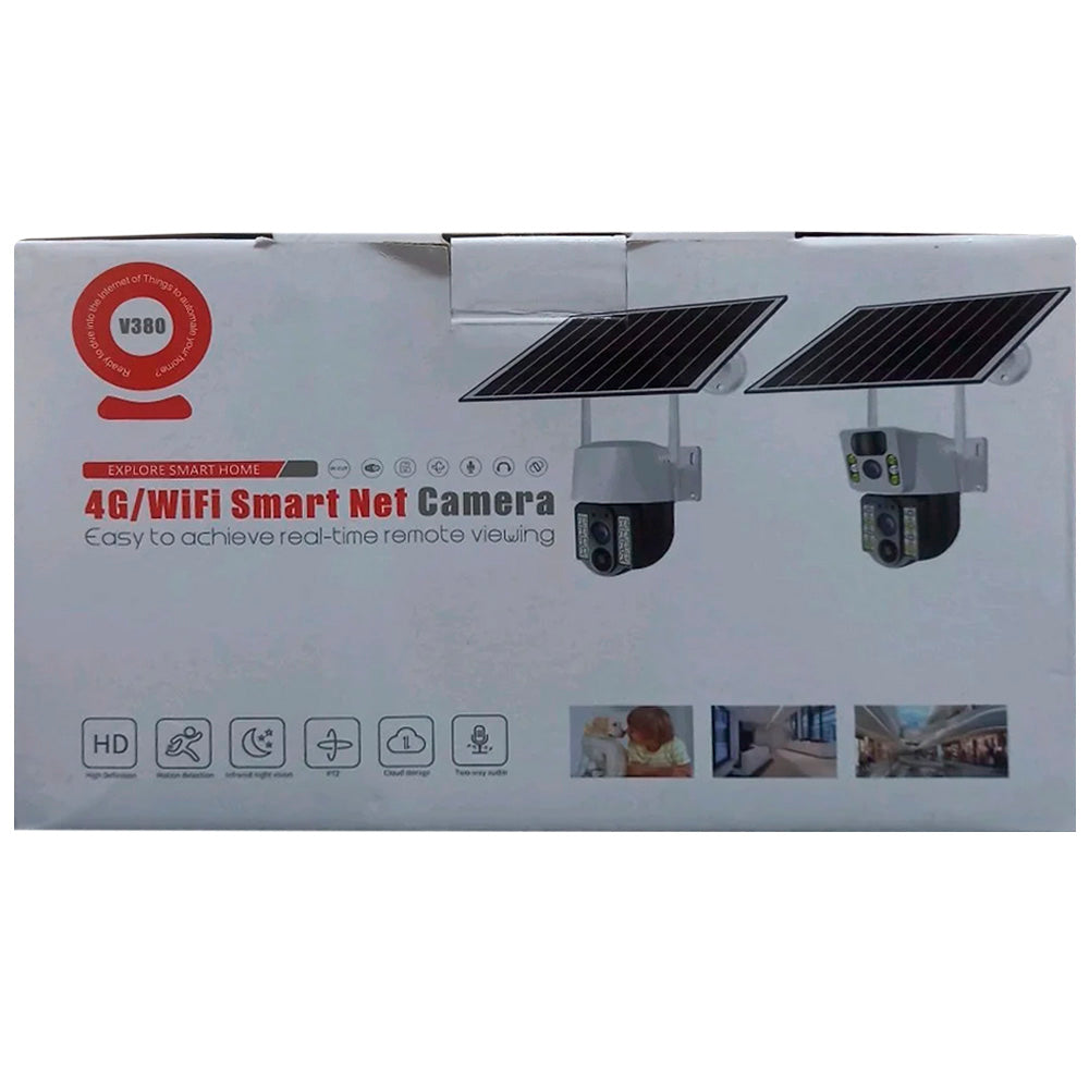 Câmera de Segurança IP Externa Com Paínel Solar, 8MP Full HD, 2.4GHz Wi-Fi, Lente Dupla, Detector de Movimento