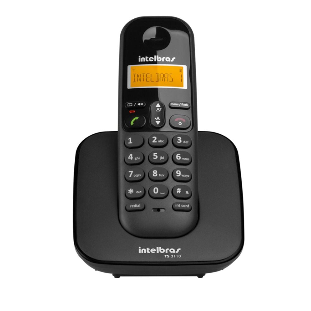 Telefone Sem Fio Intelbras TS 3110 Preto, Com Visor Luminoso e Com Identificação de Chamadas