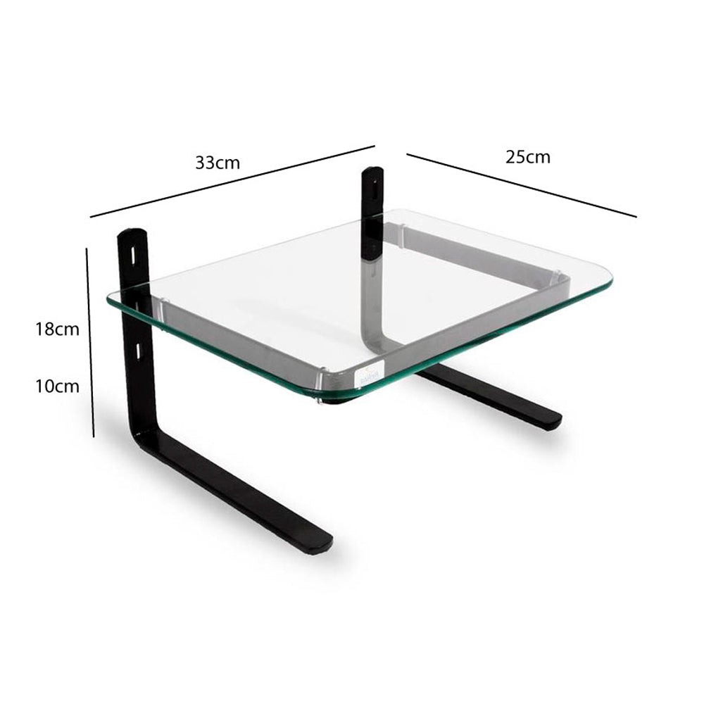 Suporte Para Monitor Ergonômico Ajustável, Office, Conforto e Estabilidade, Preto com Vidro Incolor - Reliza