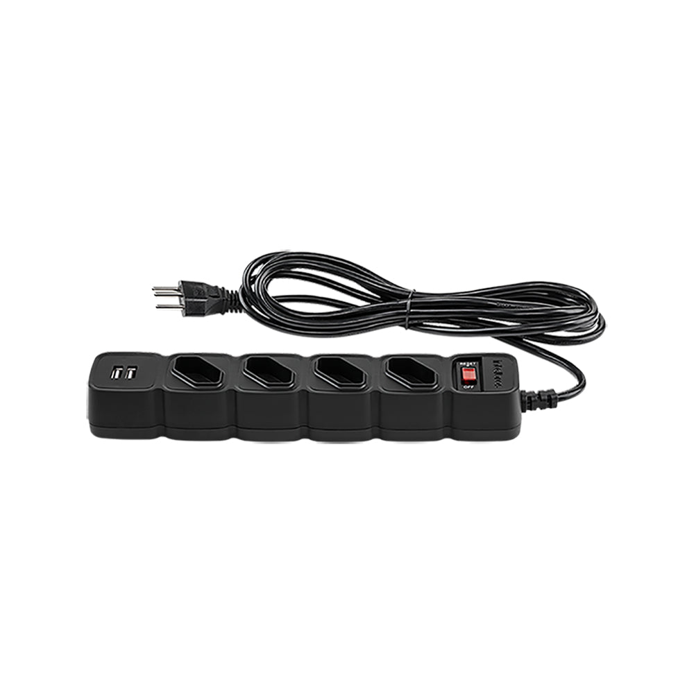 Filtro de Linha, Protetor Eletrônico Intelbras 4 Tomadas, 2 USB, EPE 204 USB - Preto