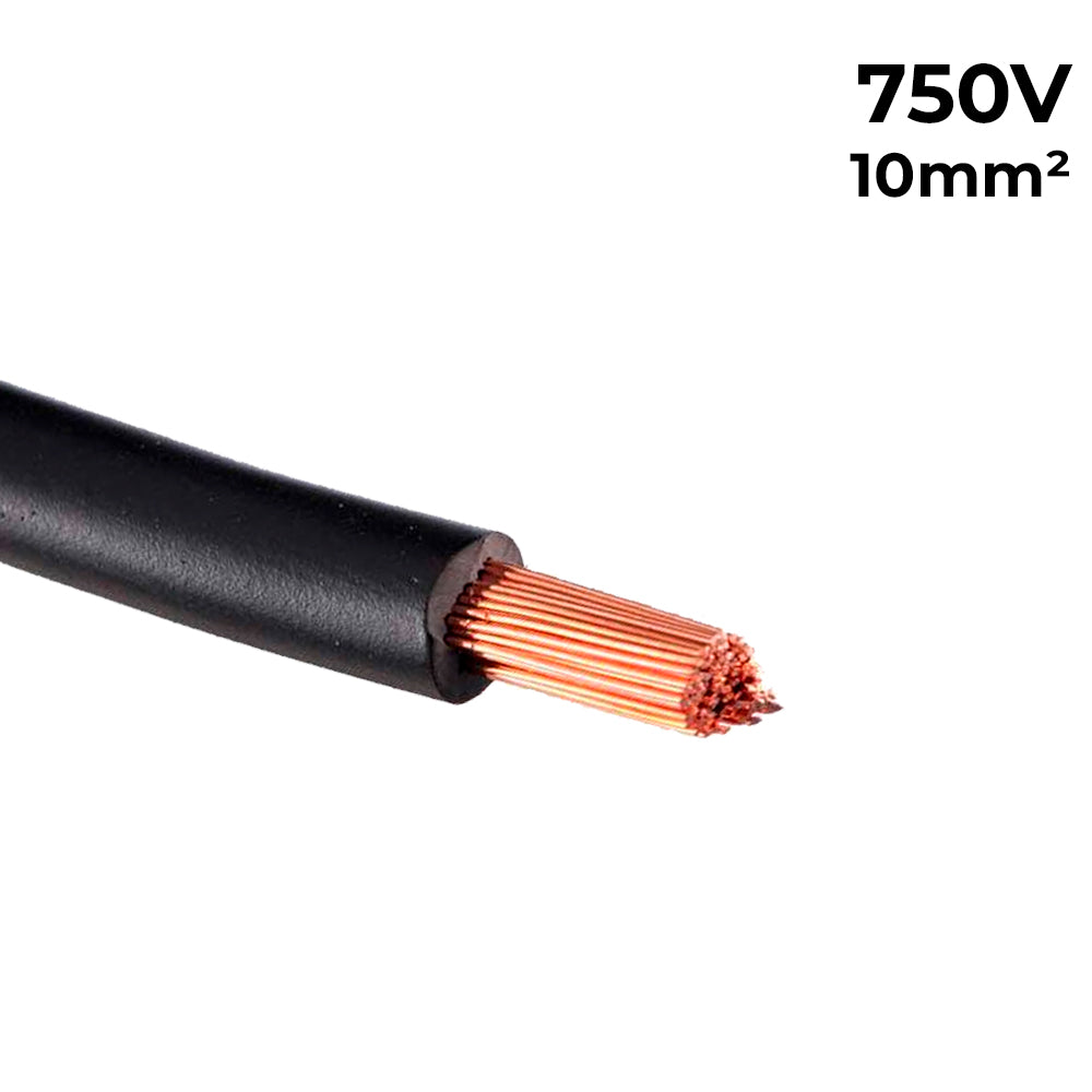 Rolo de 100 Metros, Cabo Flexível Fio Elétrico Megatron 10MM 750V - Preto