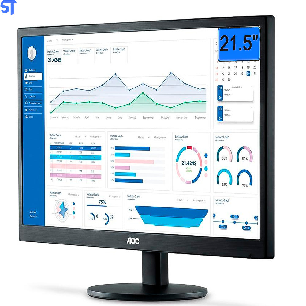 Monitor LED AOC 21,5" Full HD 1920 x 1080 Widescreen - Preto E2270SWHEN