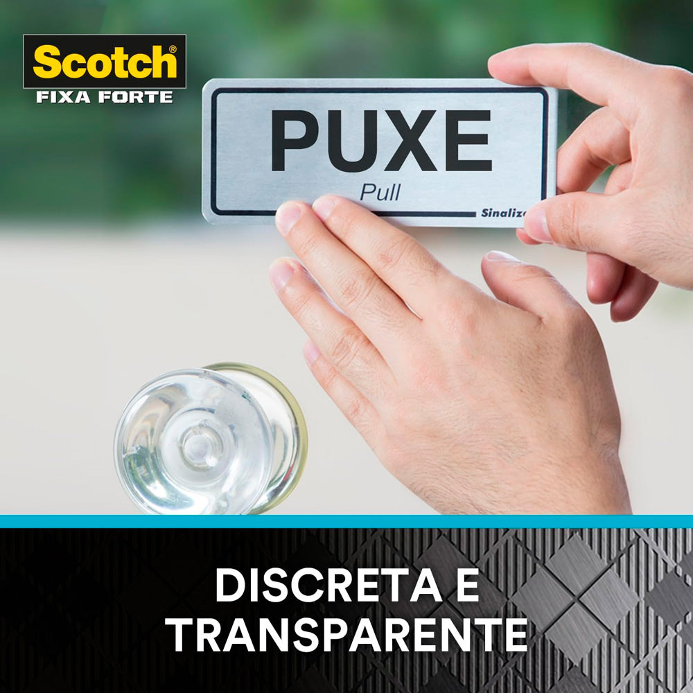 Fita Dupla Face 3M Scotch Fixa Forte Transparente, 19mm x 2m, Suporta até 800g, Substitui Pregos e Parafusos