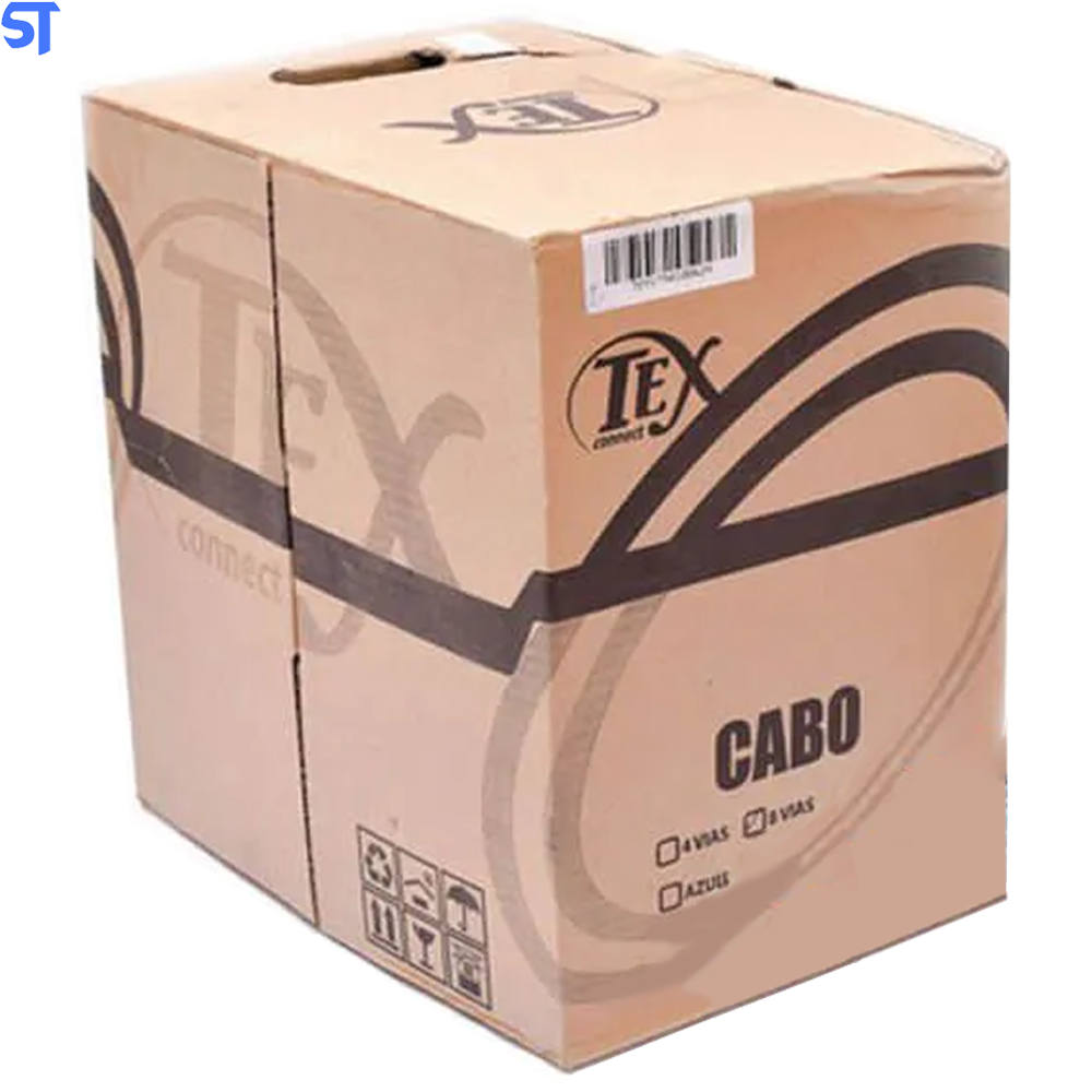 Caixa de Cabo de Rede Tex Cat5e Utp 4p 305M Azul