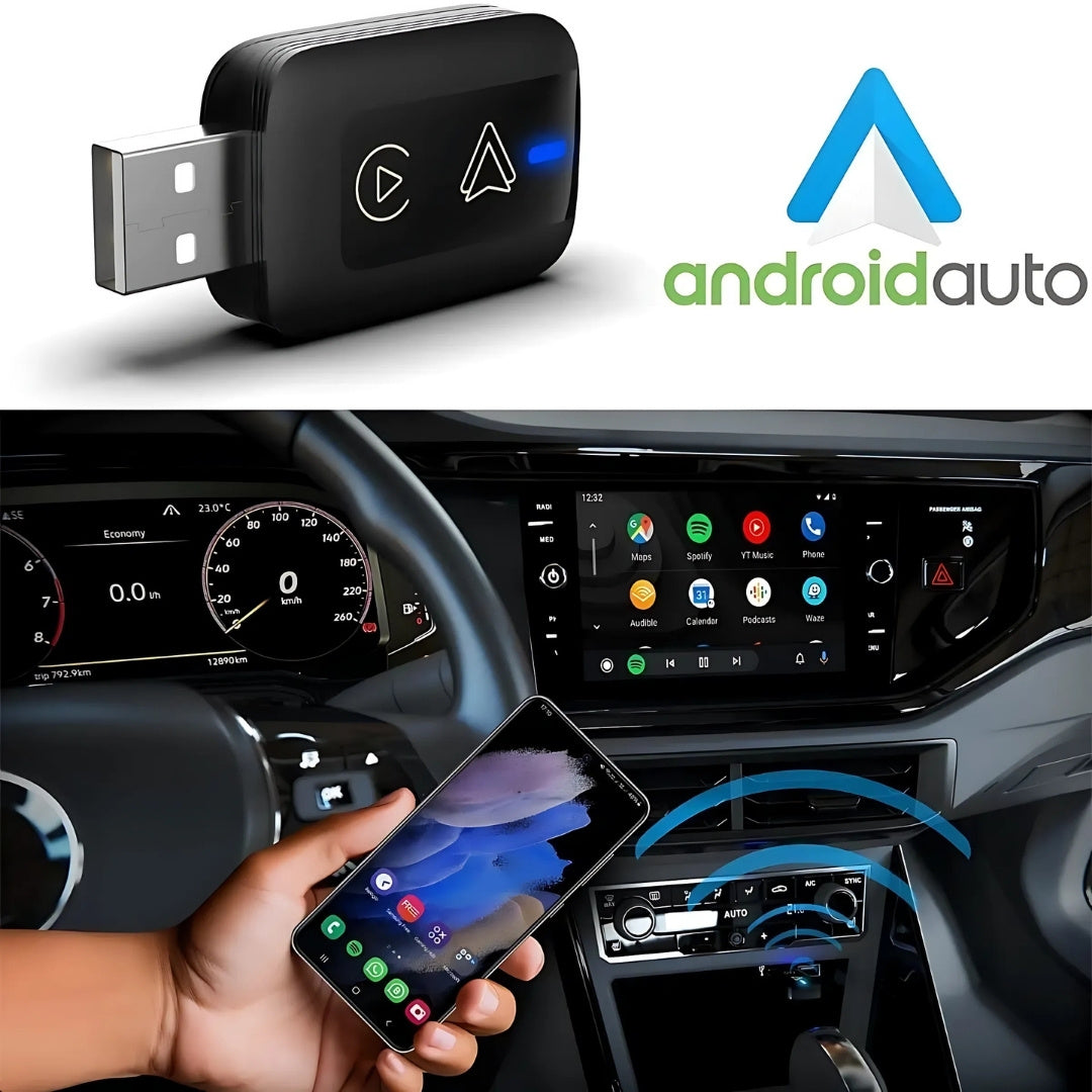 Adaptador Carplay e Android Auto Sem Fio 3 em 1, Youtube, Netflix, 32GB Armazenamento, Memória 2GB, Android 13