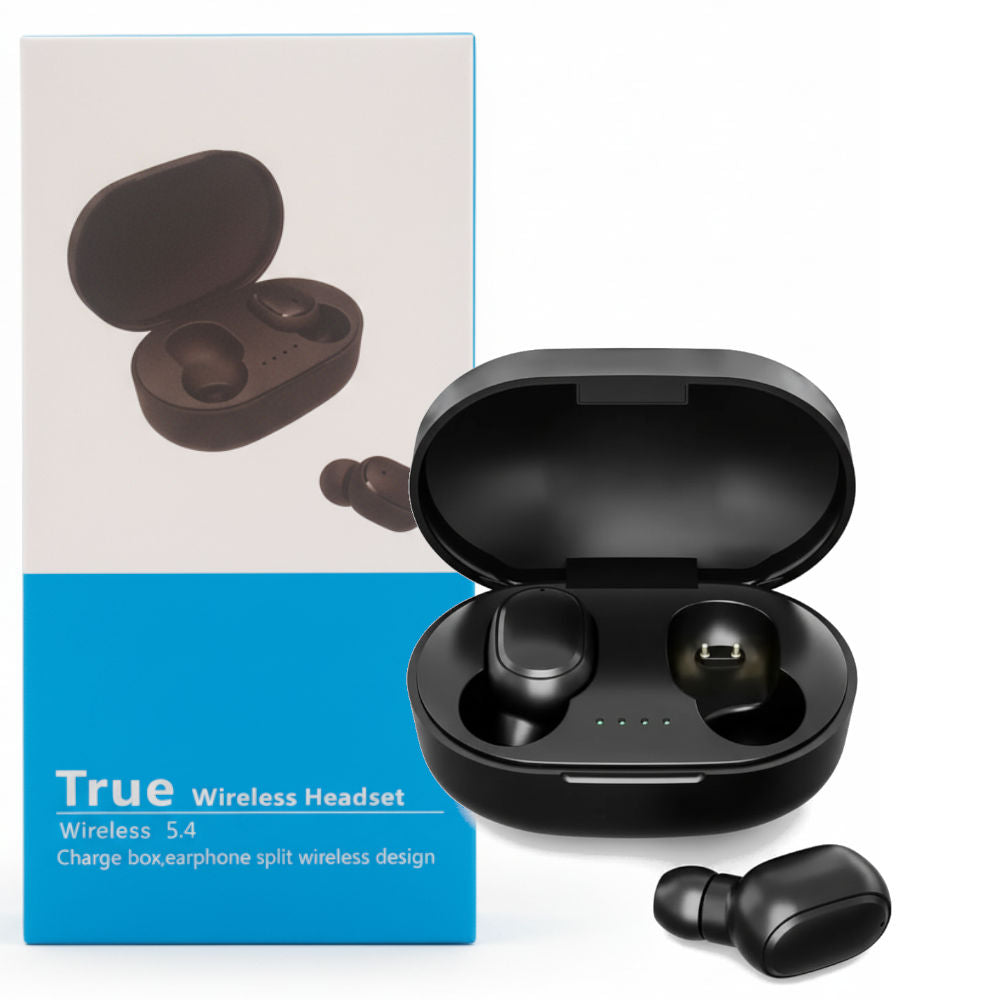 Fone de Ouvido E6S True Wireless Bluetooth 5.4, Estéreo, Até 3h de Reprodução, 10m Alcance, Case Recarregável, Preto