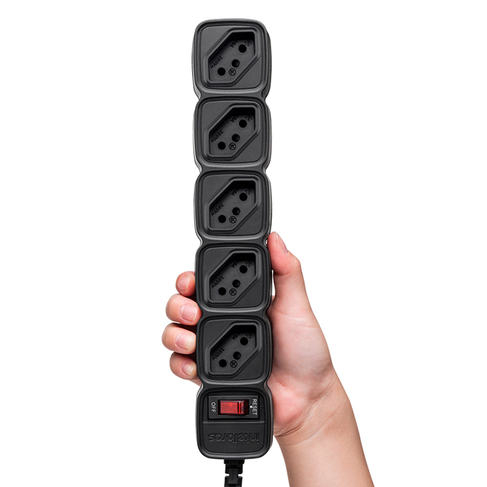 Protetor Filtro de Linha Intelbras EPE 205+, 5 Tomadas, Bivolt, Cabo 3 Metros, Preto