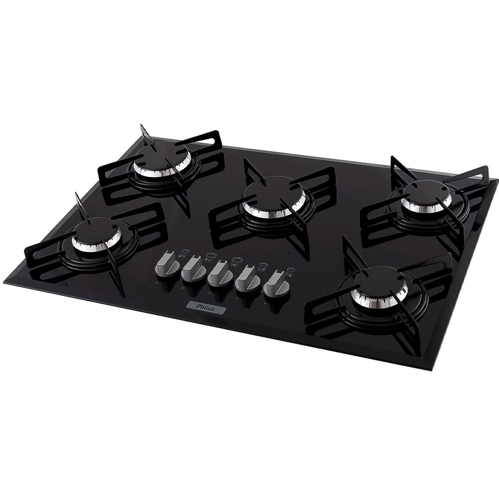 Cooktop Cook Chef 5, Com 5 Bocas, PHILCO, Tampo em Vidro Temperado 8mm, Preta, Grande