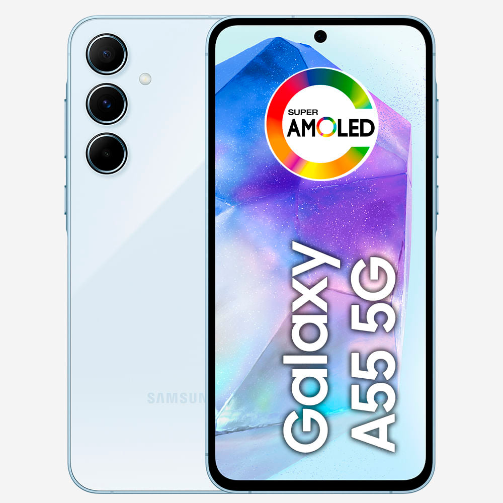 Smartphone Samsung Galaxy A55 RAM 8GB 256GB 5G, Câmera Tripla 50MP + Selfie 32MP, Tela 6.6''- Azul Claro