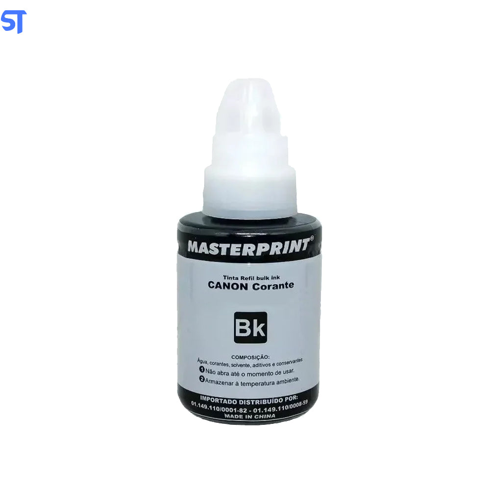 Refil de Tinta Compatível Canon Bulk Ink GI-10 Corante Preto BK 170ML MasterPrint