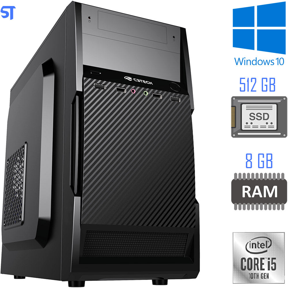 Computador Intel® Core™ i5 (10400)- H510M-G -Memoria DDR4 8GB 2400MHz - HD SSD 512GB -Com Teclado Mouse Brind MousePad