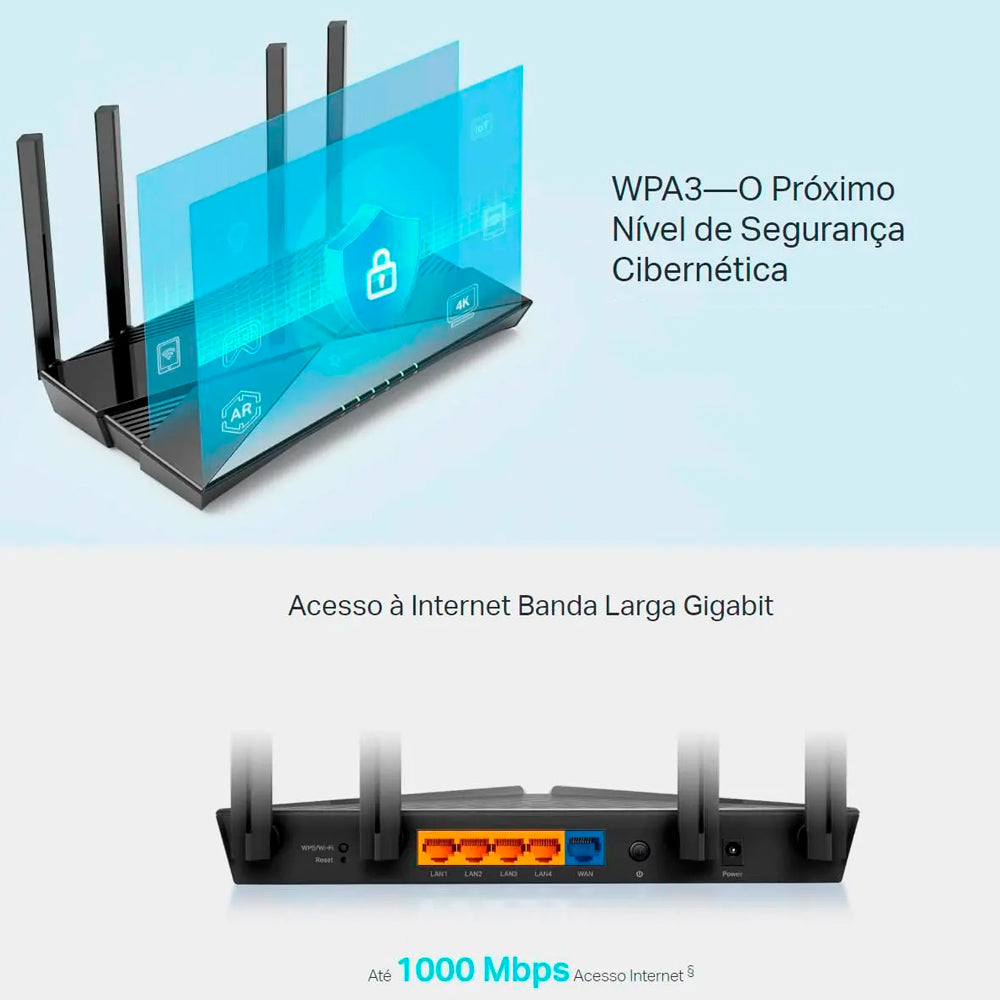 Roteador Tp-Link EX511 AX3000 Dual Band Gigabit / 2.4GHz / 5GHz / Wi-Fi 6 / 4 Antenas - Preto