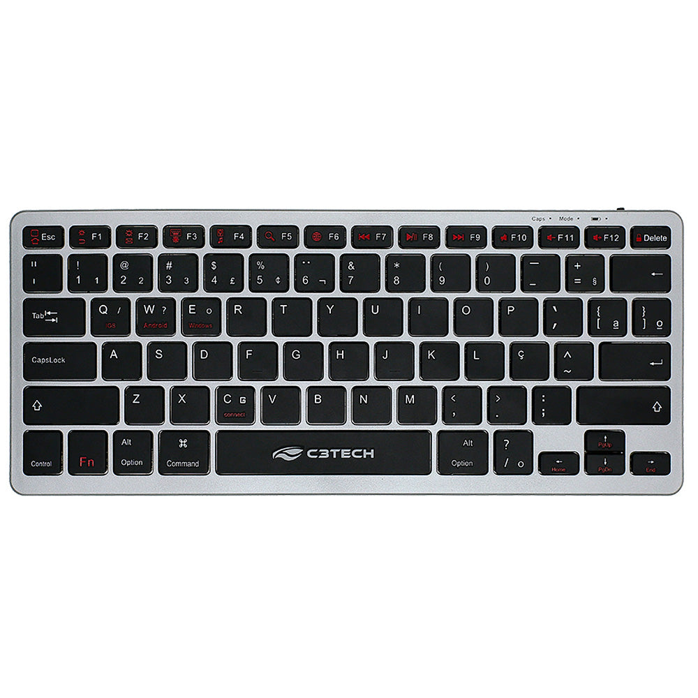 Teclado Bluetooth Multimídia K-BT50BK Recarregável Com Cabo USB-C, Sem Fio, Compacto - C3Tech