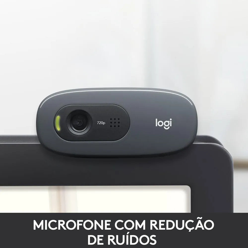Webcam Logitech C270 HD 3MP, Vídeo 720p 30fps, Microfone Integrado, Widescreen, USB 2.0, 66° FOV, Preto