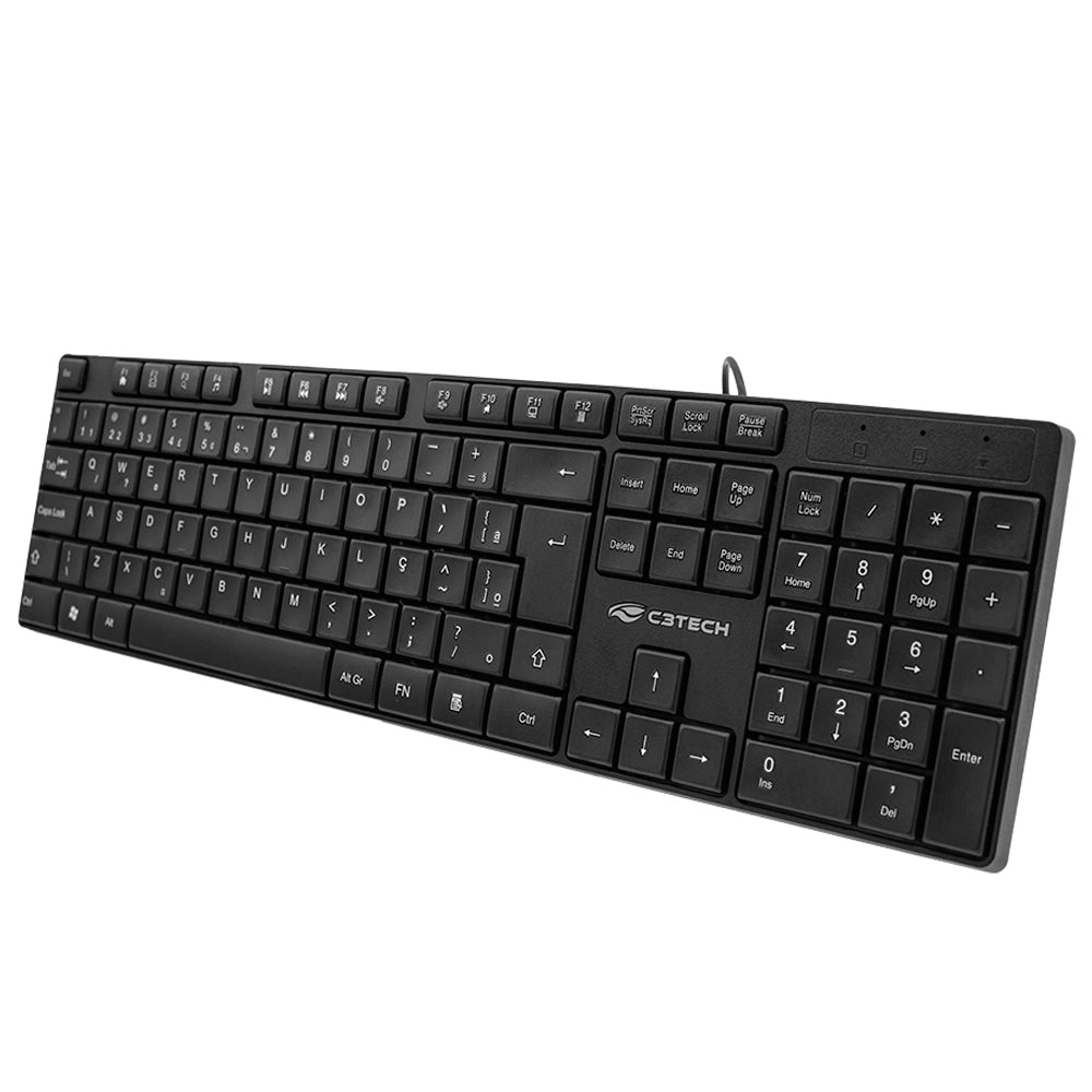 Teclado USB Multimídia KB-M11BK Preto - C3Tech