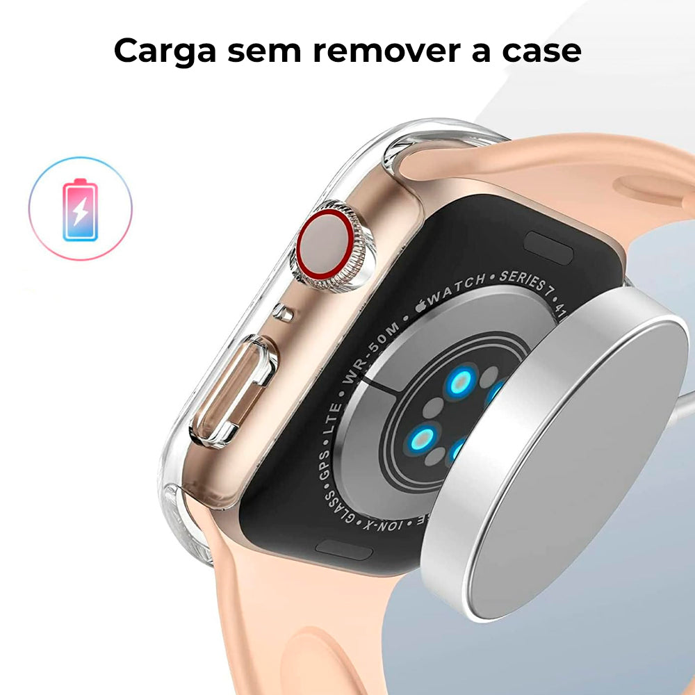 Película Case Protetora Para Apple Watch, 45mm, Resistente a Arranhões, Transparente