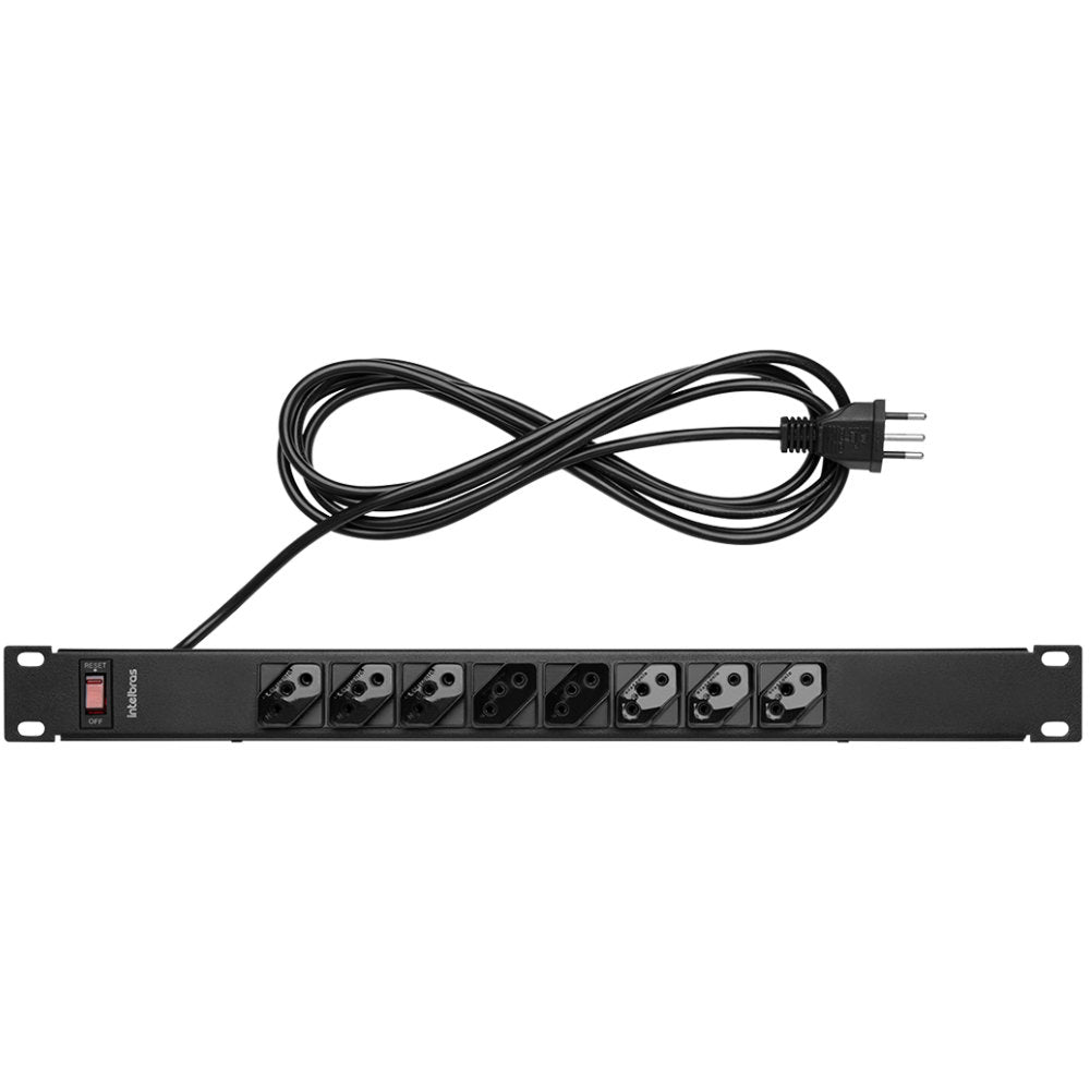 Protetor Eletrônico Intelbras EPR 208+, 8 Tomadas, Rack 19" 1U, Bivolt, 10A, 3m Cabo, Preto