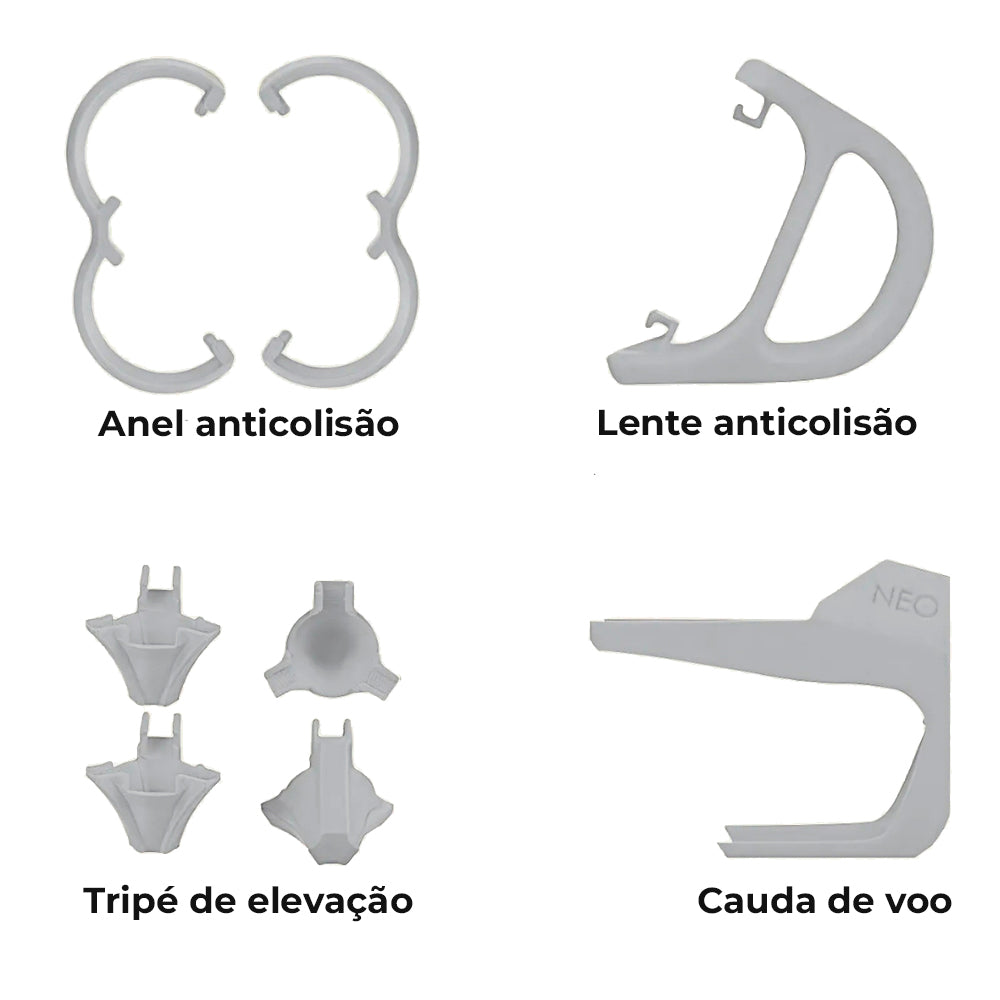 Kit de Proteção Para DJI Neo, 4 Em 1, Tripé, Hélice, Lente, Anti-Colisão - Cinza