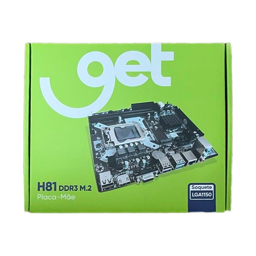 Placa Mãe GET H81 Soquete LGA S1150 DDR3, com Slot para SSD M.2, Gigabit LAN, Porta HDMI e VGA, EFI BIOS, Goldentec