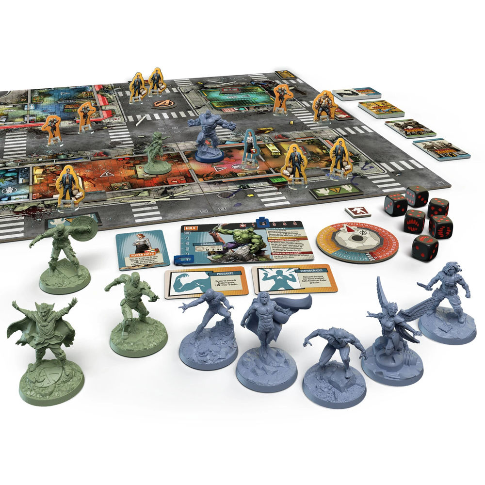 Jogo Tabuleiro Marvel Zombies Heroes Resistance Galápagos 1-4 Jogadores, 6 Heróis, 4 Zumbis Herói, 50 Zumbis, 6 Dados