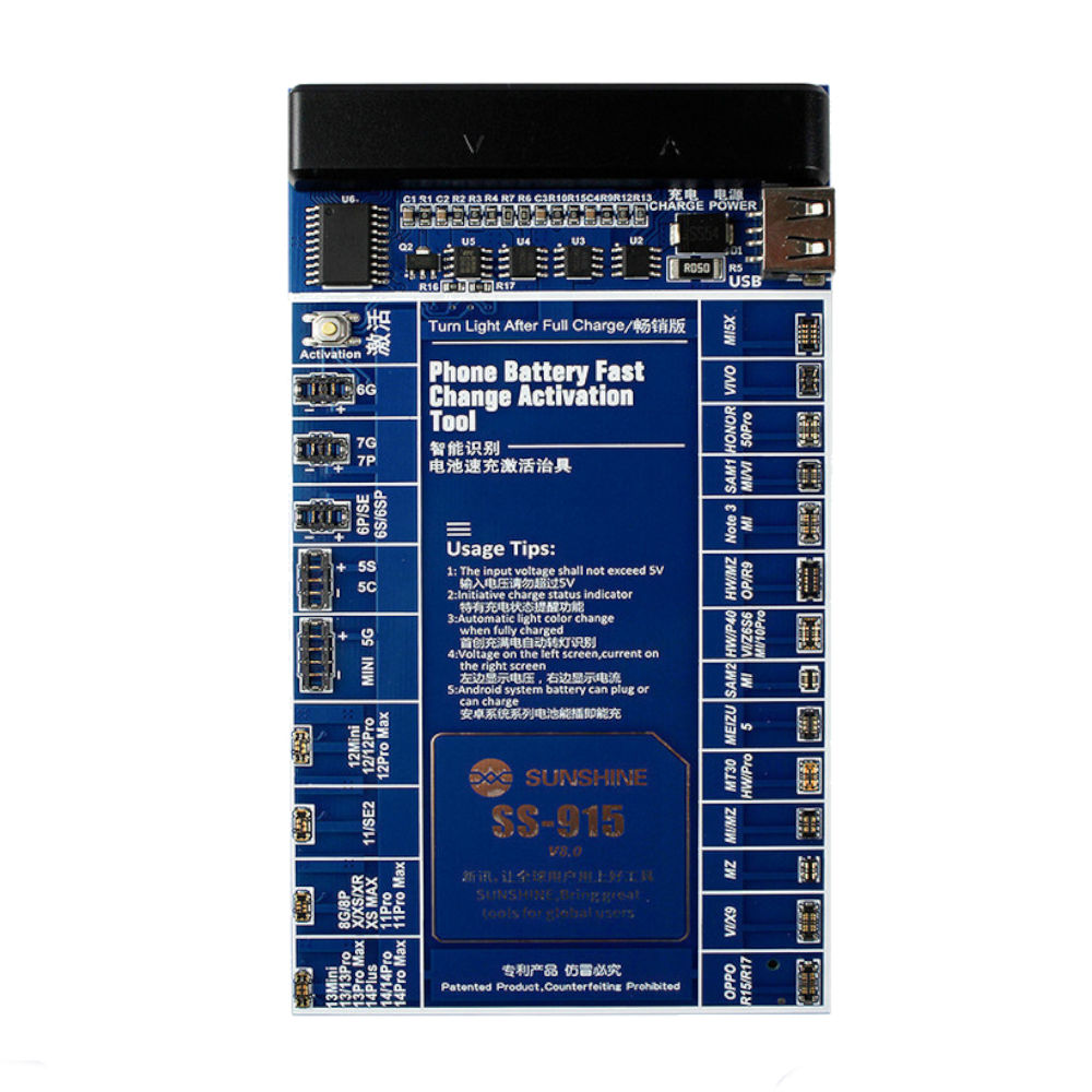 Placa para Ativação de Bateria Sunshine V8.0 SS-915, Para iPhone e Android, Display LED