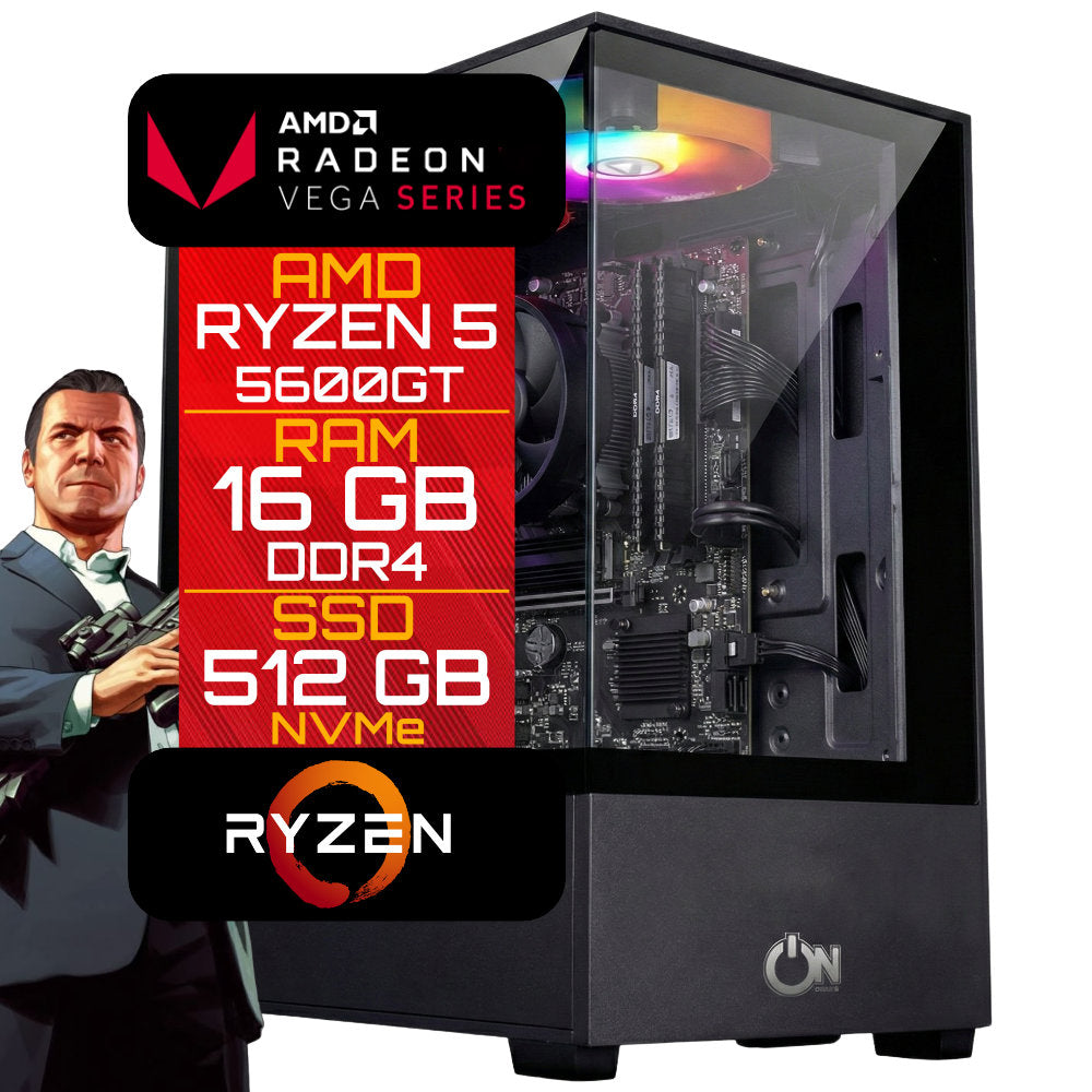 Computador Gamer AMD Ryzen 5 5600GT 16GB RAM (2x8GB) SSD 512GB M.2 NVMe Vega 7, 500W 80 Plus