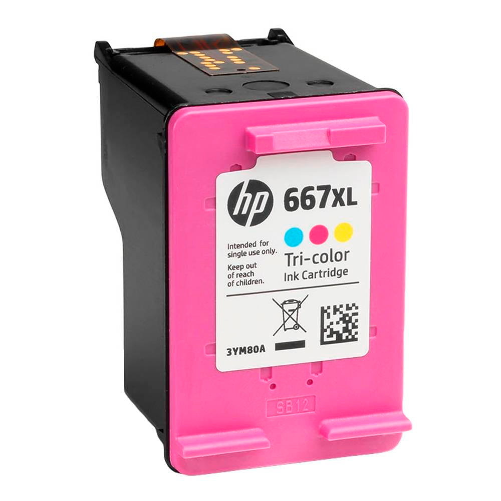 Cartucho HP 667XL Colorido Original 3YM80AB, Para HP Deskjet 2376 2776 6476 5076 5276, Rendimento até 330 Páginas