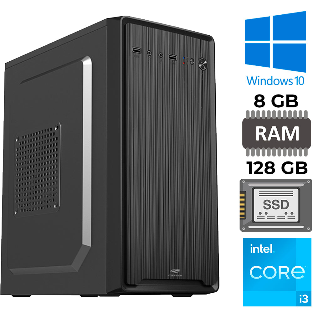 Computador Intel Core i3-2100, 8GB RAM, SSD 128GB, Gabinete MT-33BK, Windows 10