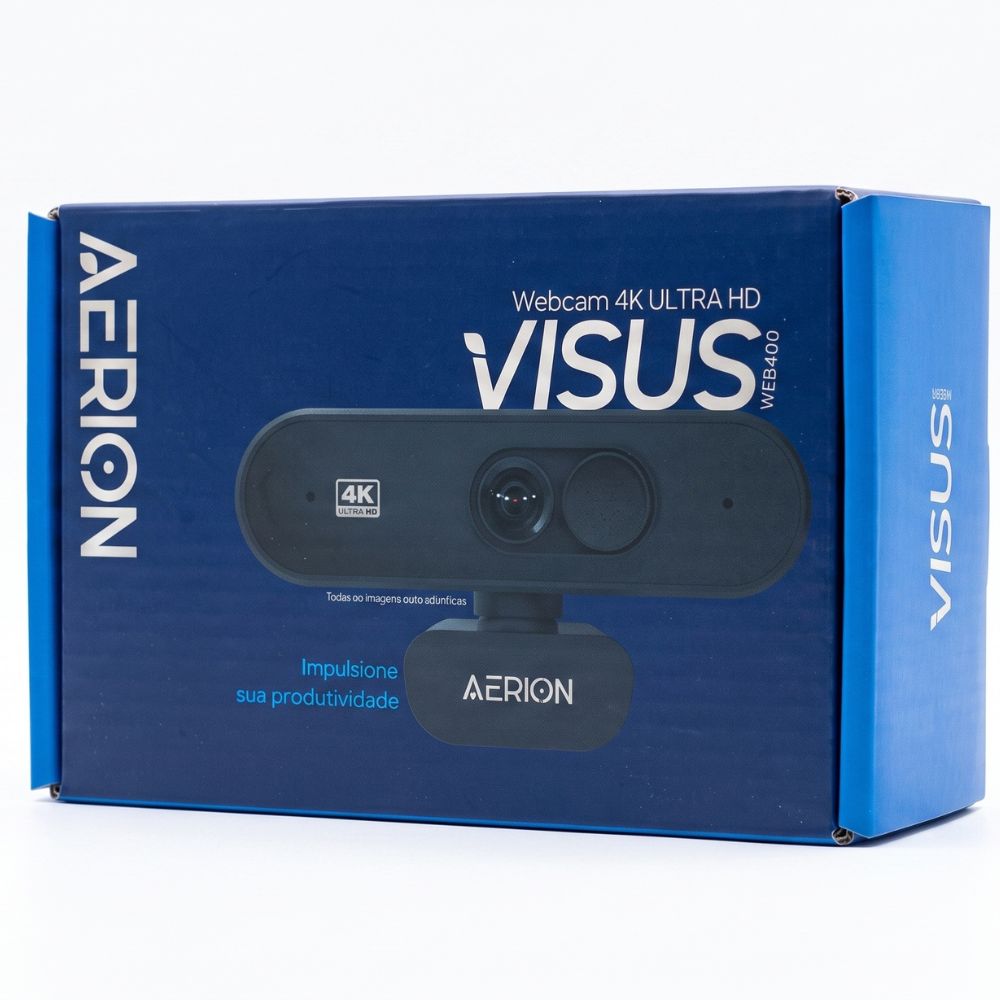 Web Cam Usb Ultra HD 4K Aerion  WEB400 Com Microfone Web400 Preto-Aerion
