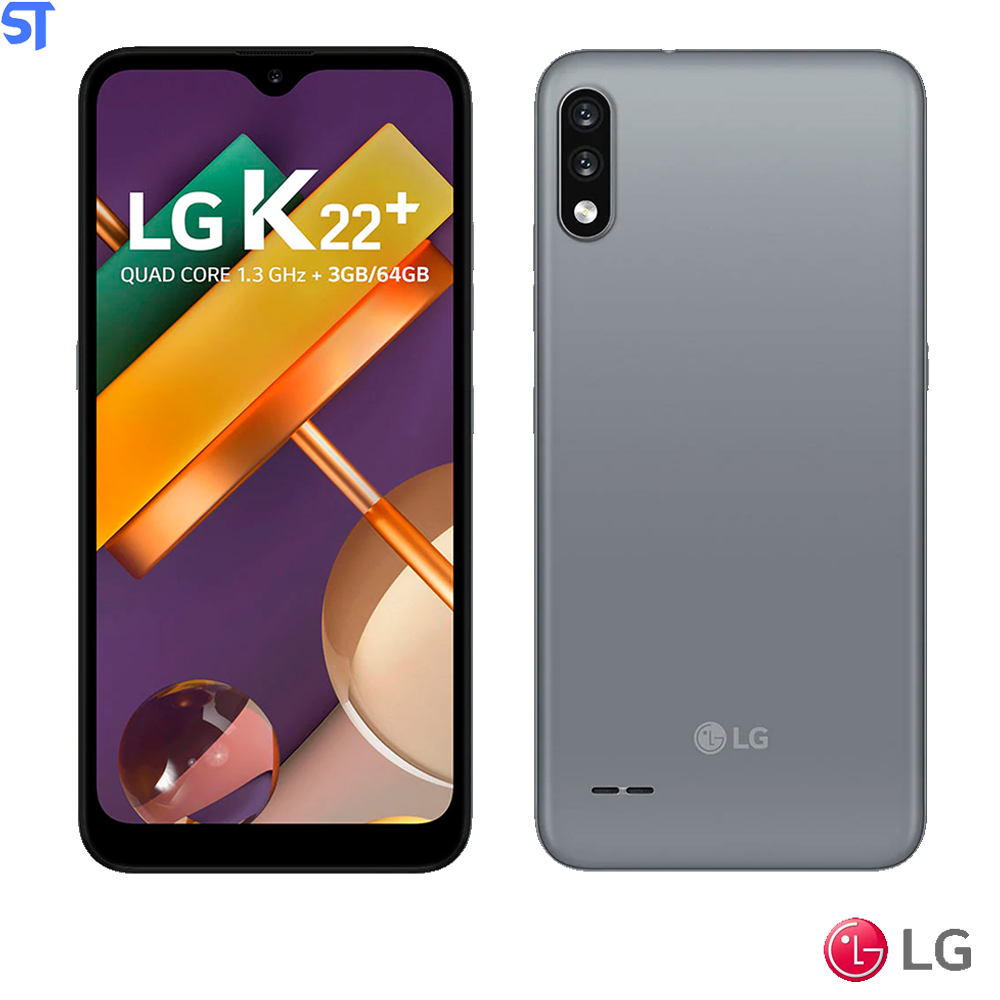 Celular LG K22 Plus 64GB / 3GB RAM / Dual SIM / 4G LTE / Tela 6.2" / Câmeras 12MP + 2MP e 5MP - Titanium (LMK200HAW