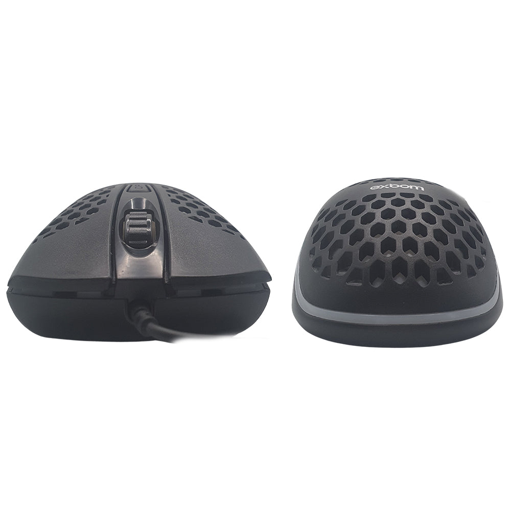 Mouse Gamer Colmeia USB, 1.600 DPI, LED RGB Multicores, Ultra Leve, Preto, Exbom - MS-C32