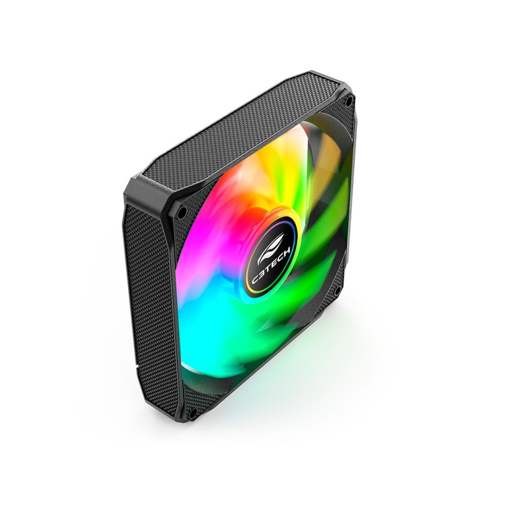 Cooler Fan C3Tech F9-L180BKM RGB, 120 mm, Rolamento Hidráulico, Molex 4 Pinos, Preto
