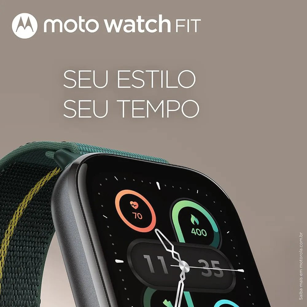 Smartwatch Motorola Moto Watch Fit, Tela OLED 1.9”, GPS 5ATM Integrado, Bluetooth, Bateria até 16 dias - Verde