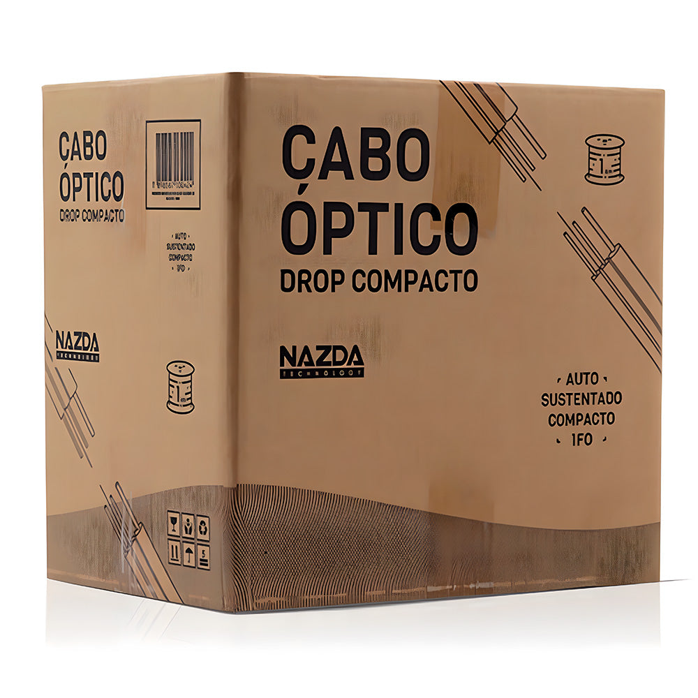 Bobina de Cabo de Fibra Óptica 1.000 Metros Nazda, Flat Drop, 1 Fibra, 1FO, SM Bob