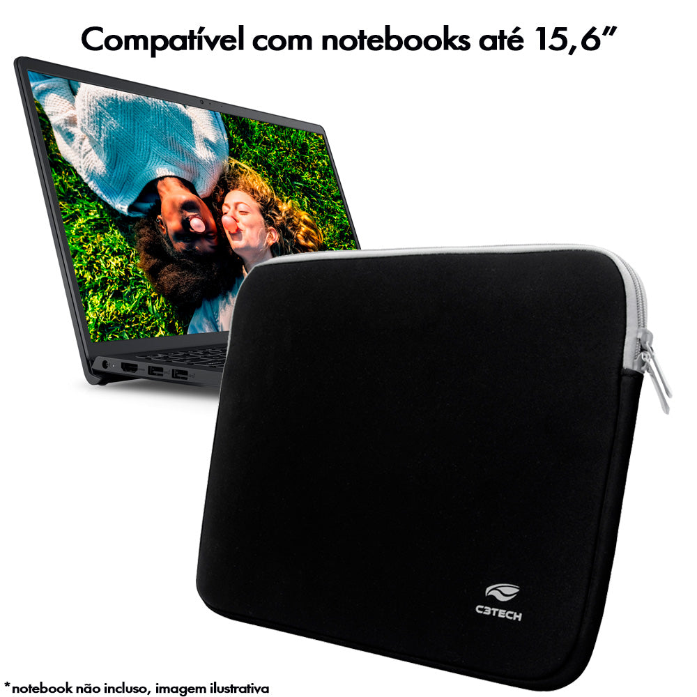 Capa Sleeve para Notebook Seattle SL-15 15.6” Preta C3Tech - C3 Tech