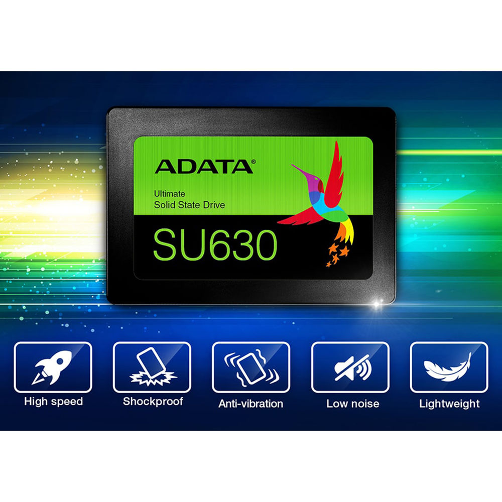 HD SSD Adata SU630- 240GB SATA Leitura 520MB/s Gravação 450MB/s -ASU630SS-240GQ-R