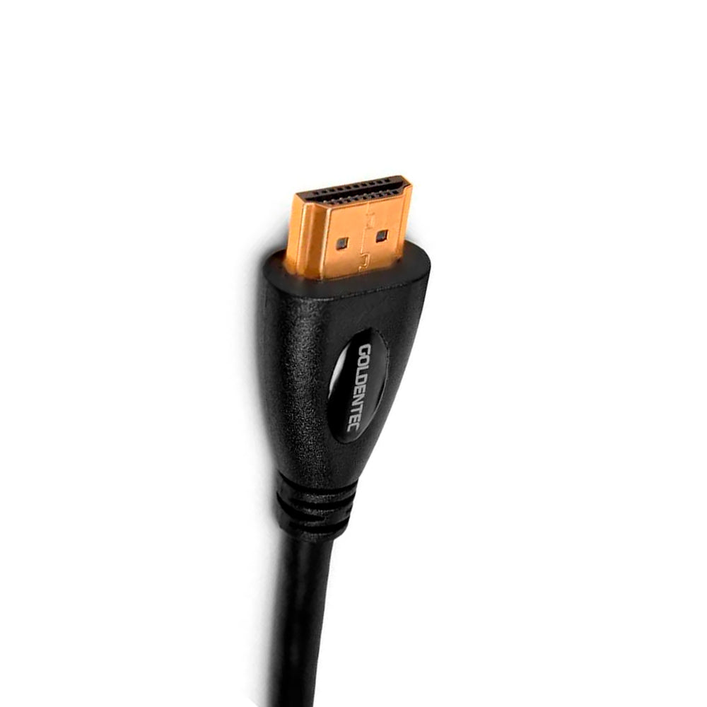 Cabo HDMI para HDMI 5 Metros Plug v2.0 Goldentec, 4K-60Hz e 3D, PVC com Blindagem Tripla, Banhado a Ouro - Preto