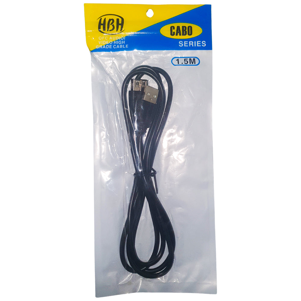 Cabo Extensor USB 2.0 Macho Para USB 2.0 Fêmea, Cabo 1,5 Metros - HBH