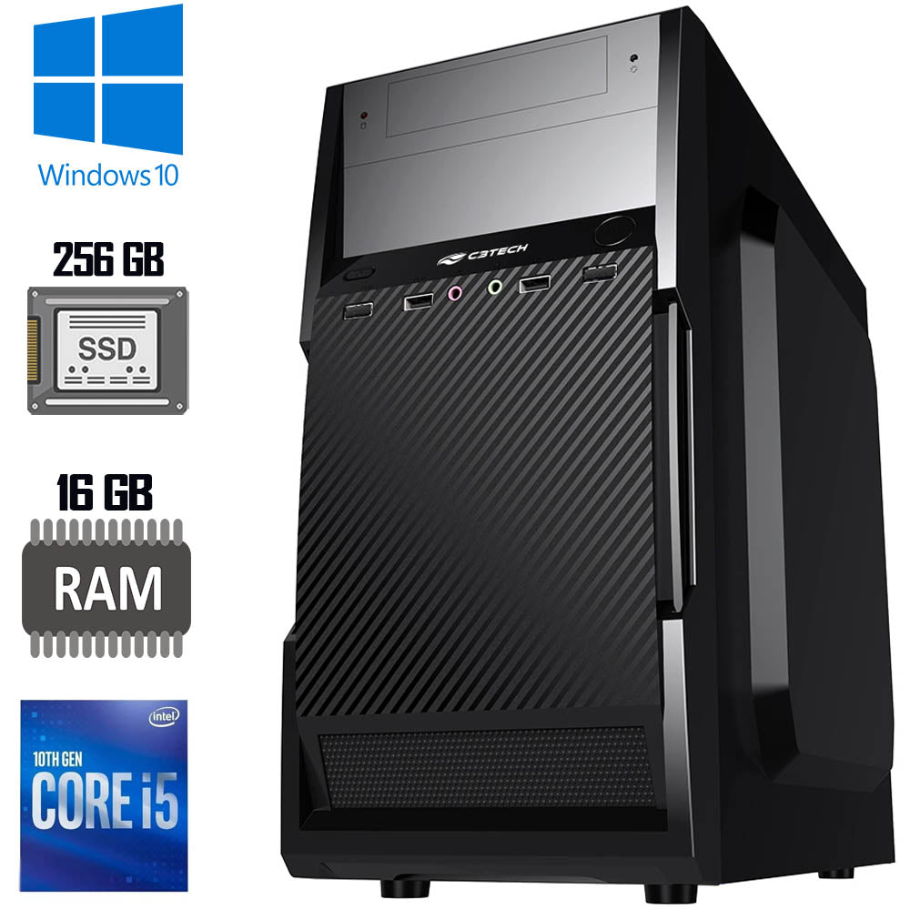 Computador Completo i5 10400-Ram 16GB DDR4-SSD 1TB-Fonte 500W, Gab ATX+Monitor AOC 21.5 LED+ Teclado e Mouse