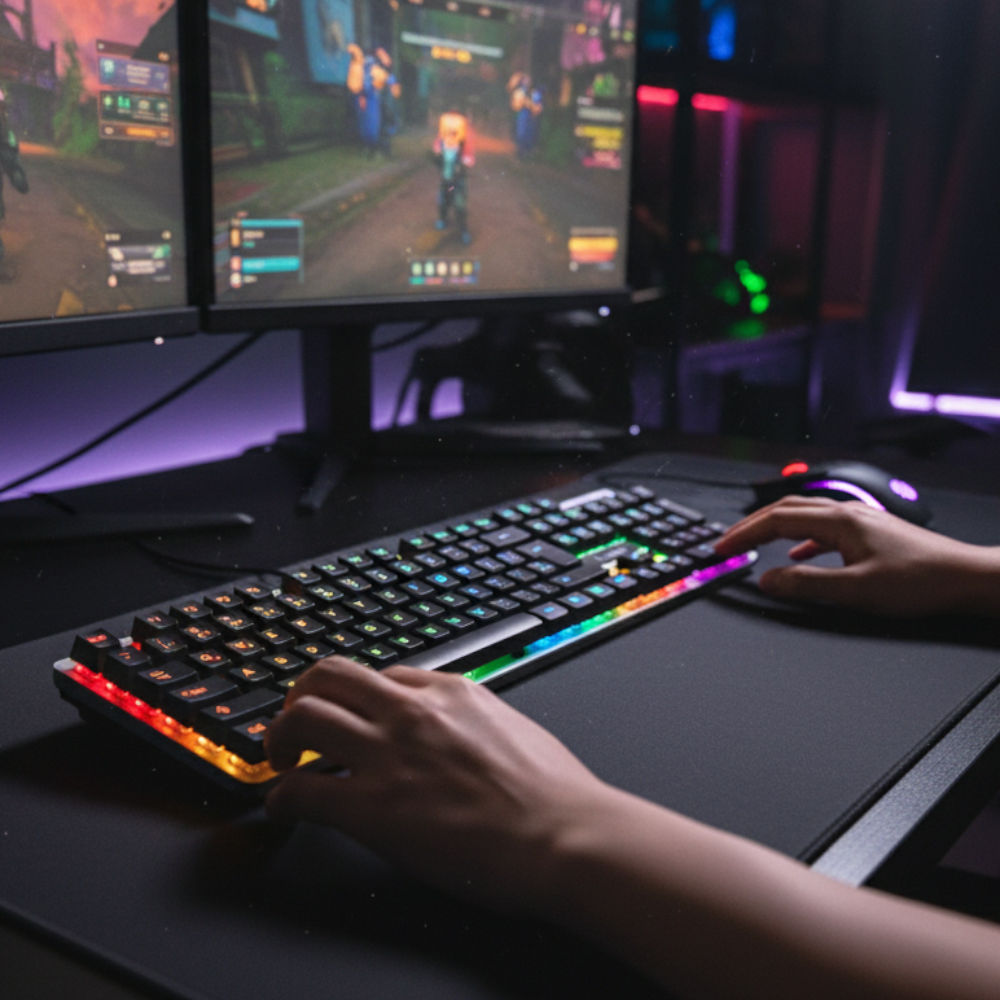 Teclado Usb Dukie K-518 Com Retroiluminação RGB, Feito em Membrana Com Design Ergonômico