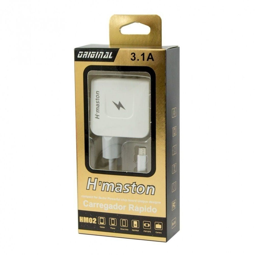 Carregador Usb V8 H'maston 3.1a HM02 Com Três Portas Usb 1200