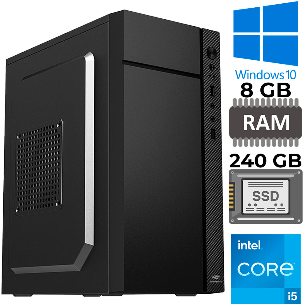Computador Core i5 3570, SSD 240GB Adata, Memória Ram 8GB, Gt-H61 Slot M2, Rede Gigabit Gab MT-34BK, Windows 10